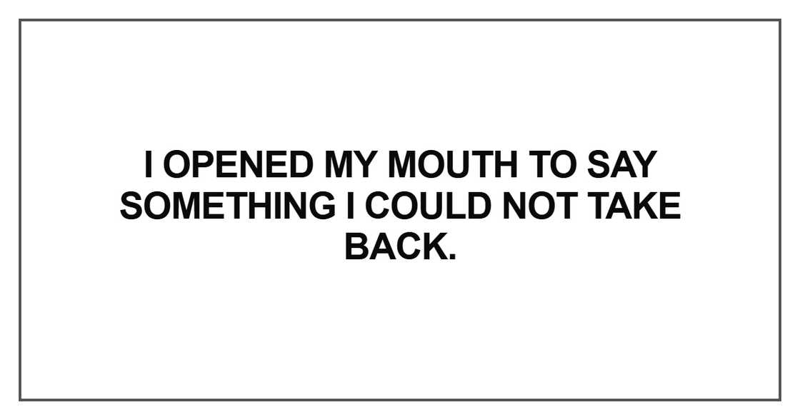 I opened my mouth to say something