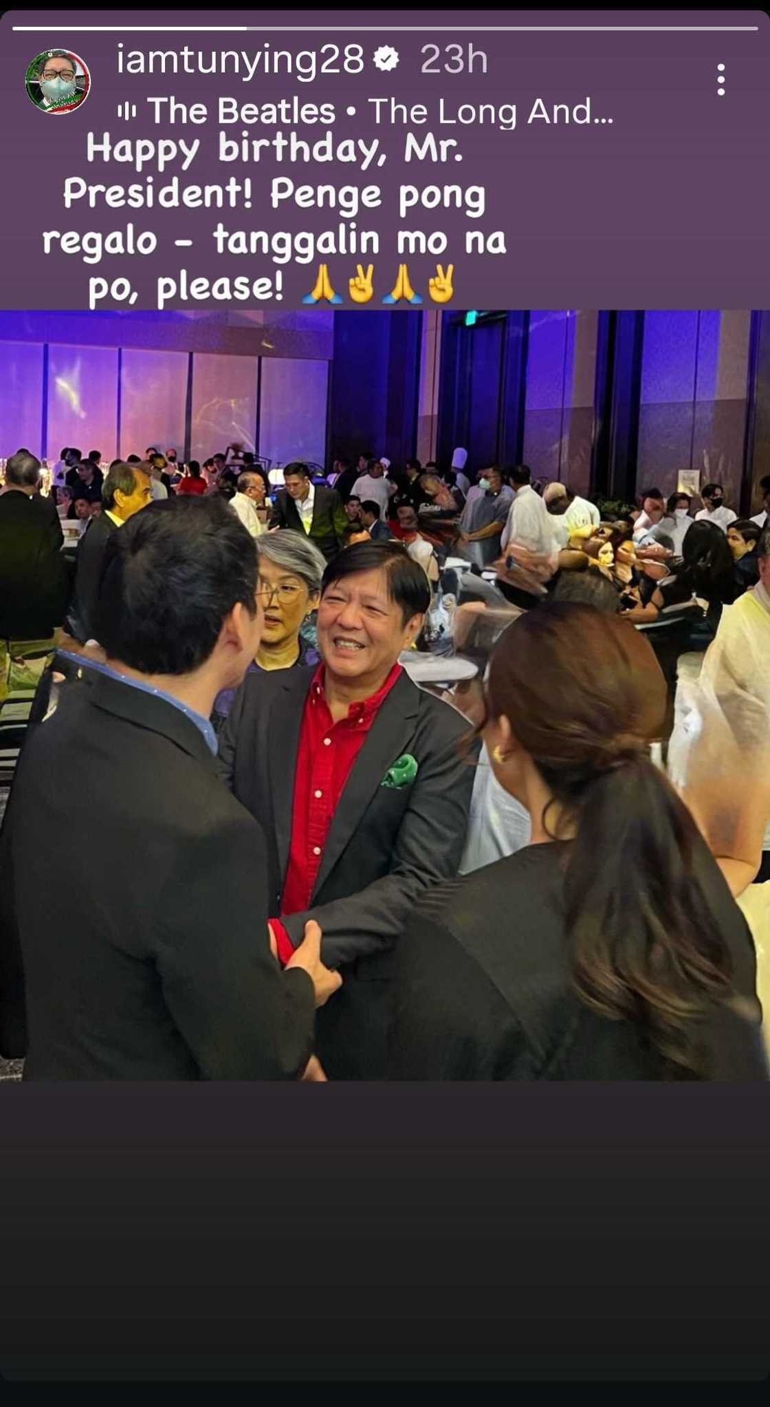 Anthony Taberna greets Bongbong Marcos with cryptic message: “Tanggalin mo na po, please”