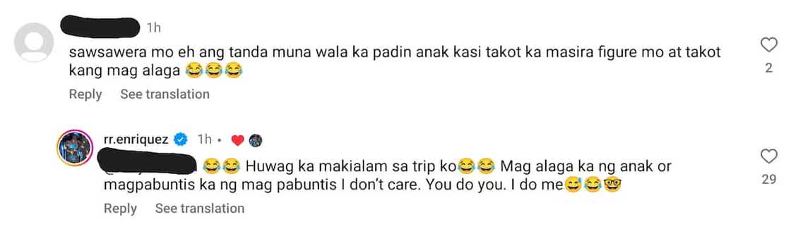 RR Enriquez sa nagkomentong takot siya magka-anak: "You do you. I do me"