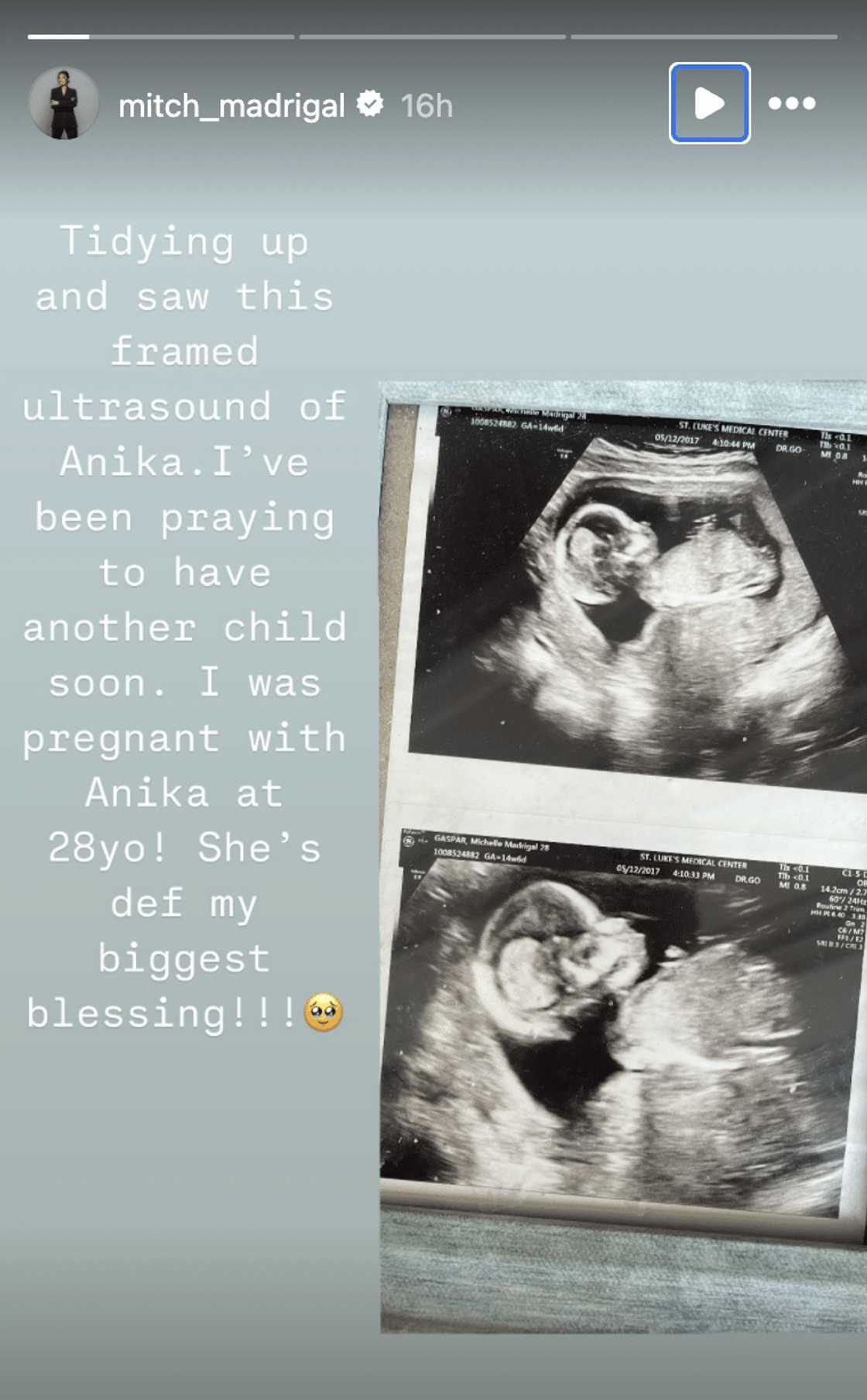 Michelle Madrigal, gustong magka-baby uli: “I’ve been praying" Michelle Madrigal, gustong magka-baby uli: “I’ve been praying"