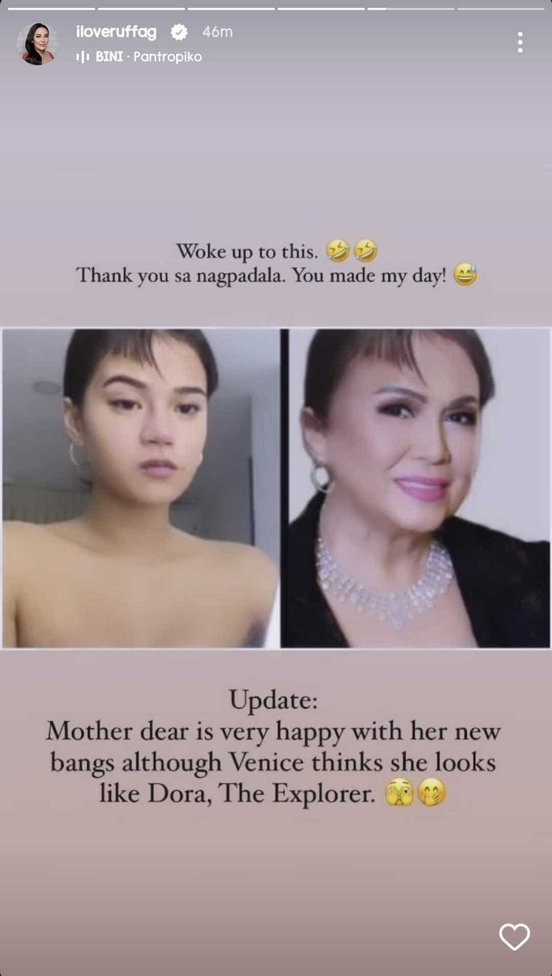 Ruffa Gutierrez, naaliw sa edited hair pic ng kanyang ina kasama si Maris Racal Ruffa Gutierrez, naaliw sa edited hair pic ng kanyang ina kasama si Maris Racal
