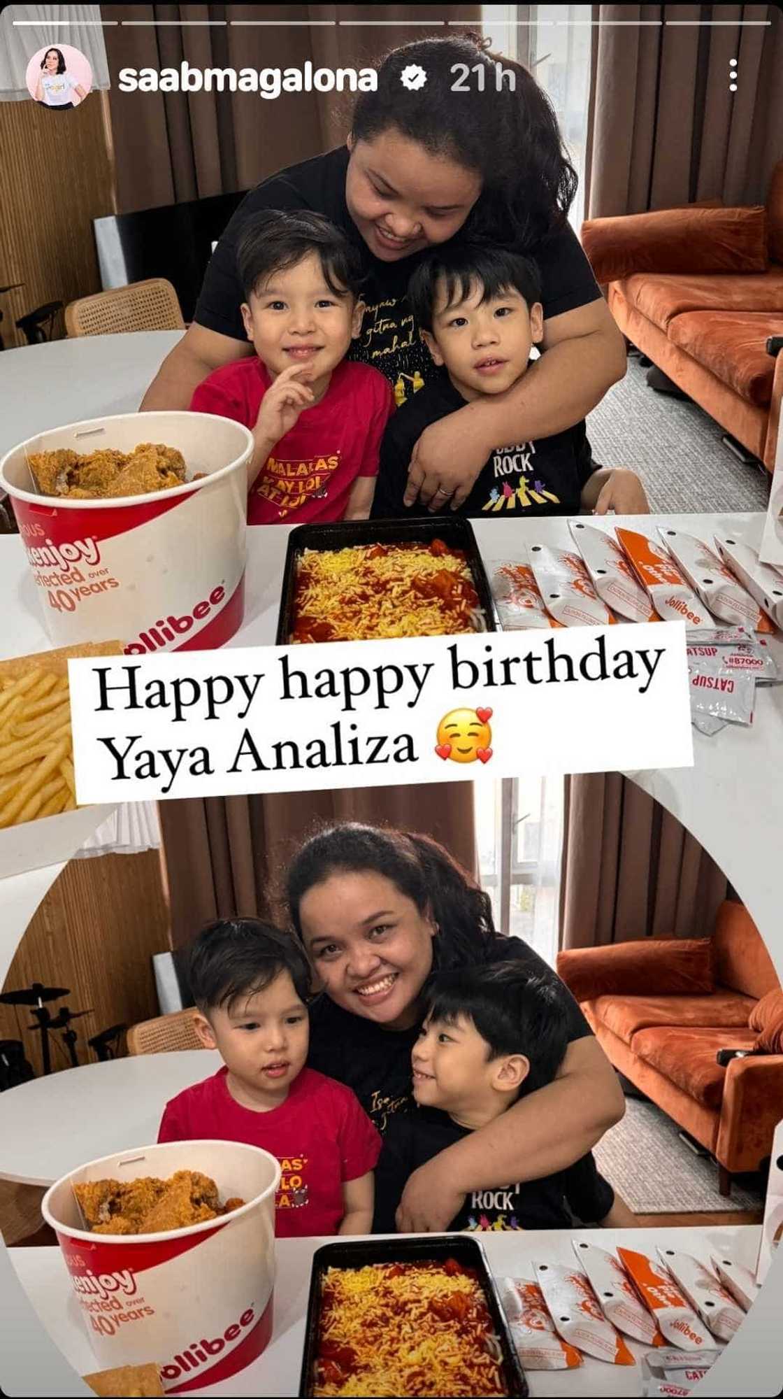 Saab Magalona shares glimpse of her kids' nanny's simple yet fun birthday celebration Saab Magalona shares glimpse of her kids' nanny's simple yet fun birthday celebration