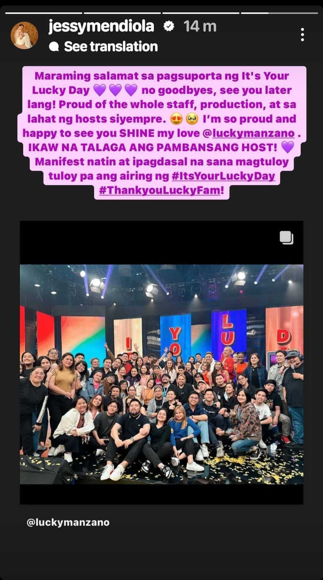 Jessy Mendiola sa pagtatapos ng ‘It's Your Lucky Day’: “No goodbyes, see you later lang” Jessy Mendiola sa pagtatapos ng ‘It's Your Lucky Day’: “No goodbyes, see you later lang”
