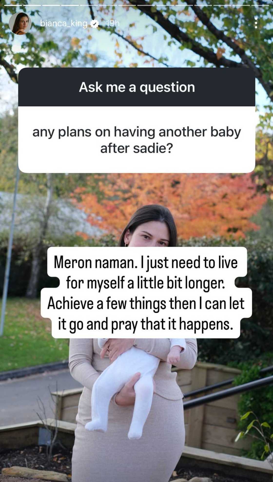 Bianca King, nagpakatotoo nang matanong tungkol sa kanyang susunod na baby plans