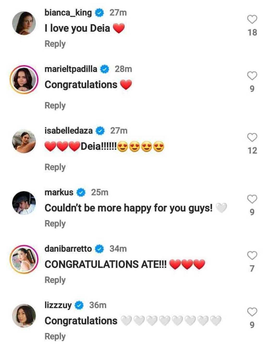 Celebrities congratulate Iza Calzado after she announced birth of daughter Deia Amihan Celebrities congratulate Iza Calzado after she announced birth of daughter Deia Amihan