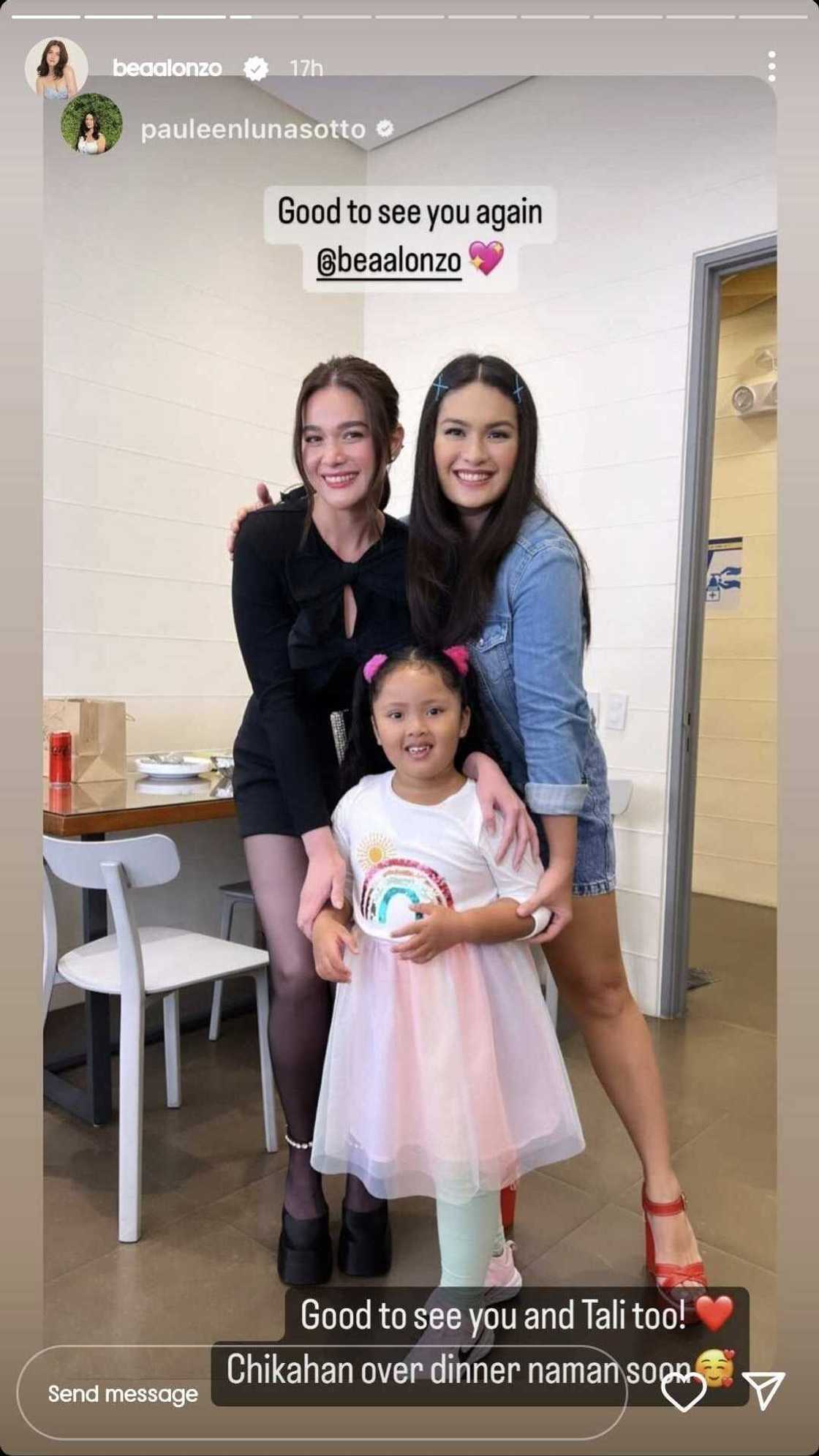 Bea Alonzo hangs out with Pauleen Luna and her daughter Tali Sotto backstage Bea Alonzo hangs out with Pauleen Luna and her daughter Tali Sotto backstage