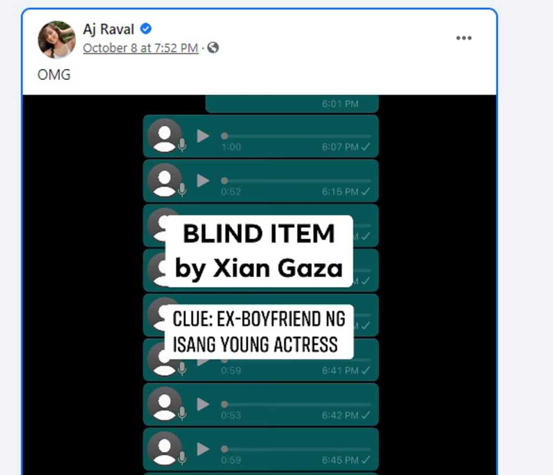 AJ Raval, nag-react at napa 'OMG' sa blind item ni Xian Gaza AJ Raval, nag-react at napa 'OMG' sa blind item ni Xian Gaza