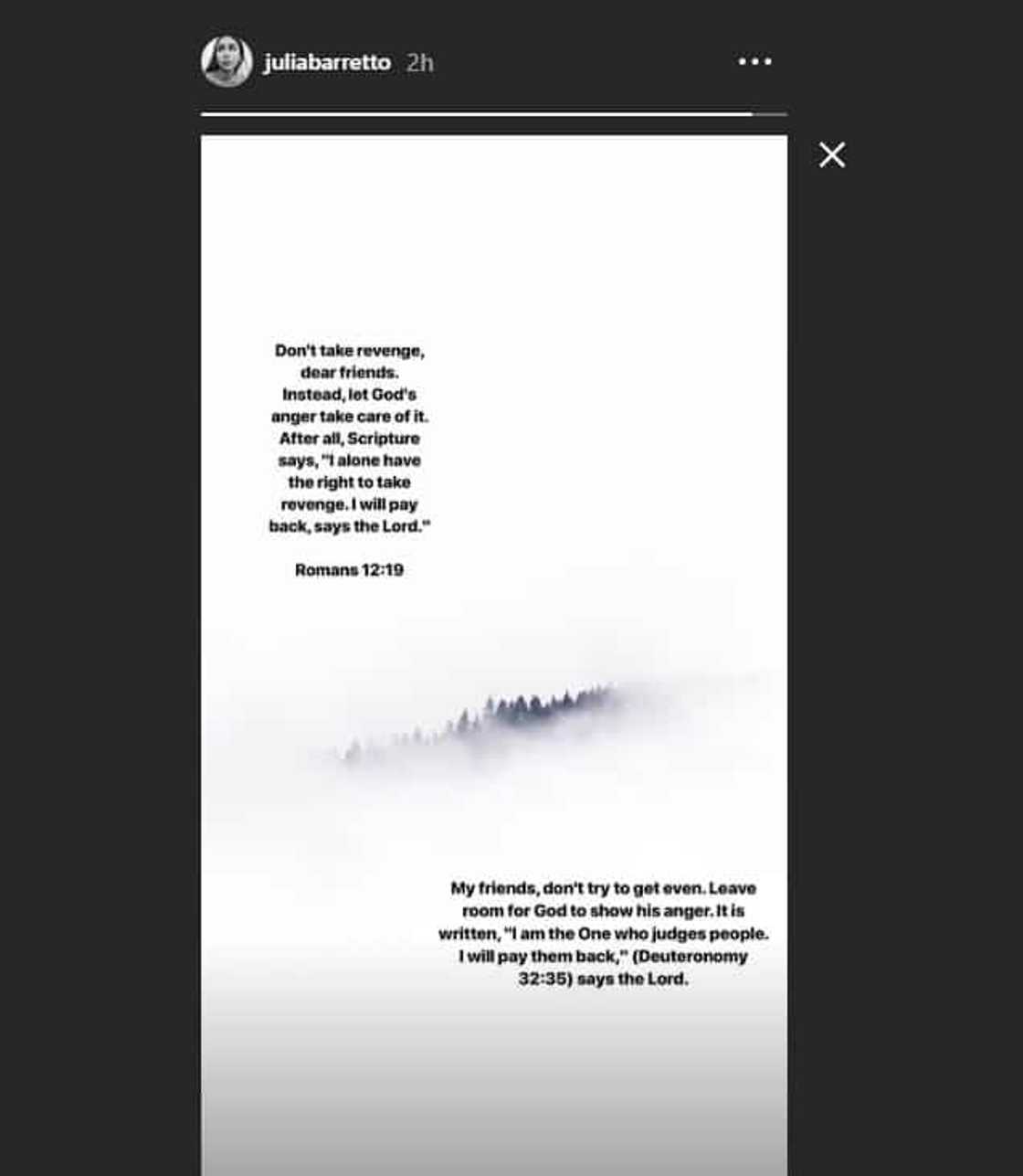 Julia Barretto shares Bible verse about letting God take revenge Julia Barretto shares Bible verse about letting God take revenge