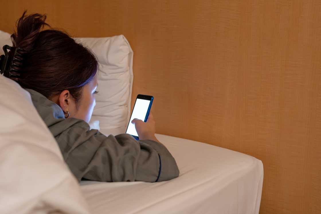 A girl texts A girl texts