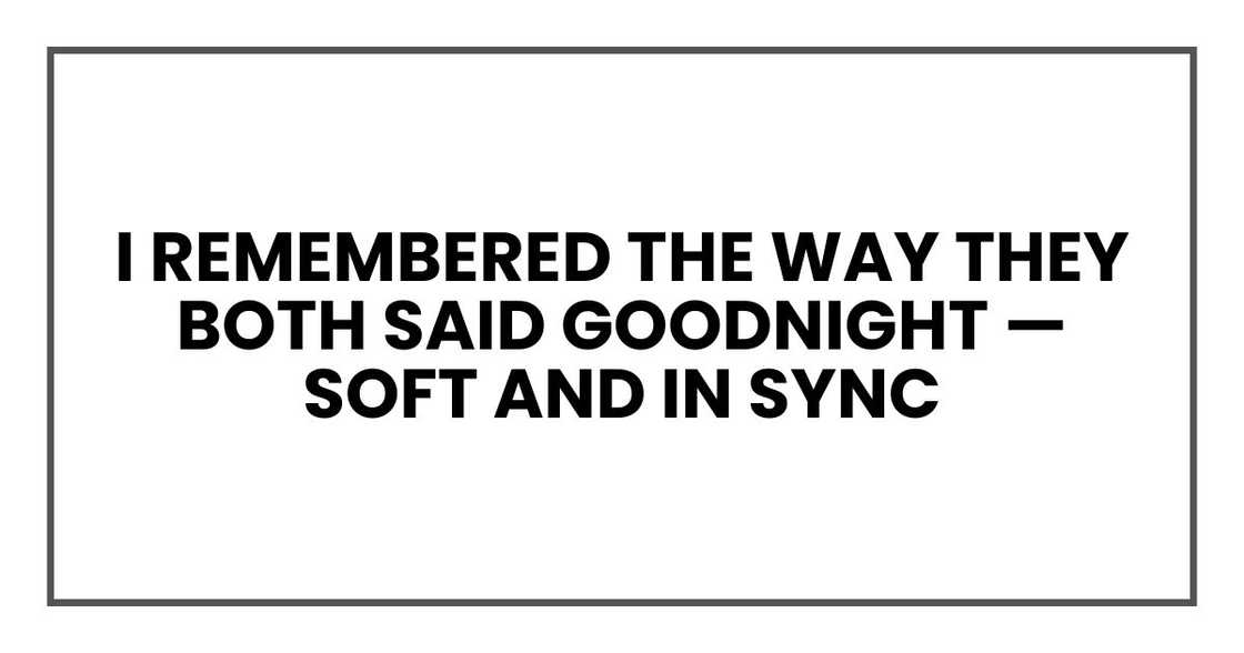 I remembered the way they both said goodnight — soft and in sync I remembered the way they both said goodnight — soft and in sync