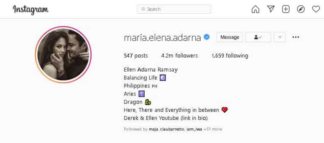 Ellen Adarna, proud na dinugtungan ng "Ramsay" ang pangalan sa IG profile Ellen Adarna, proud na dinugtungan ng "Ramsay" ang pangalan sa IG profile