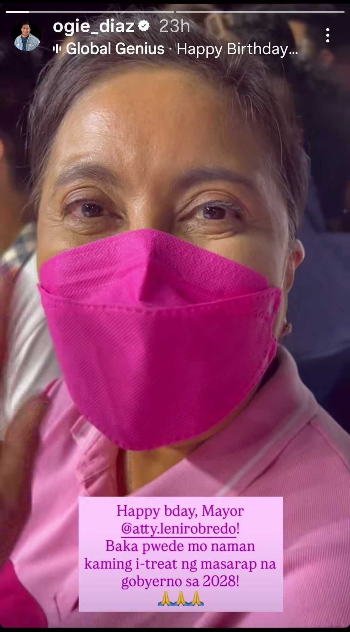 Birthday greeting ni Ogie Diaz para kay Leni Robredo, umagaw ng pansin online