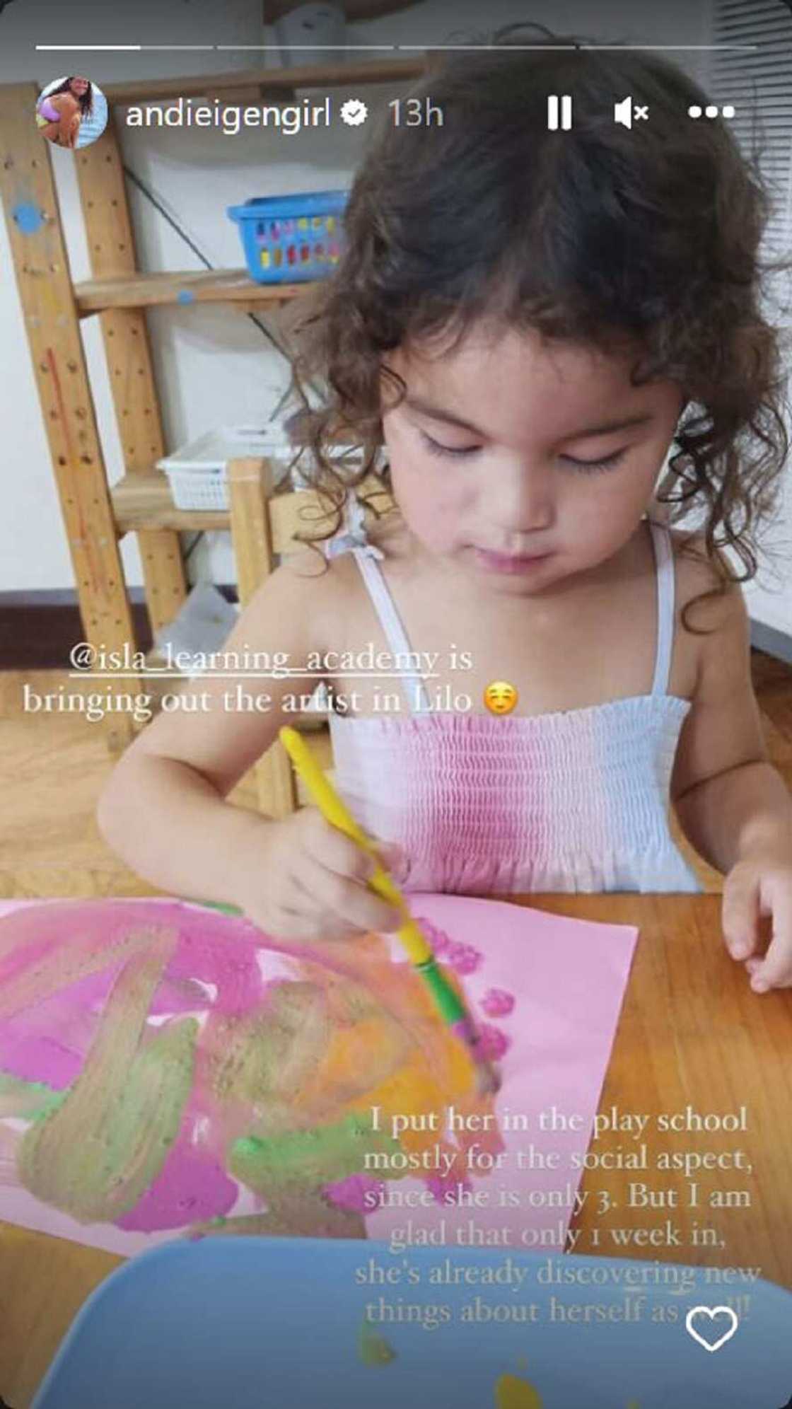Andi Eigenmann, ibinida ang pagiging artist ni Lilo: "She's already discovering new things" Andi Eigenmann, ibinida ang pagiging artist ni Lilo: "She's already discovering new things"