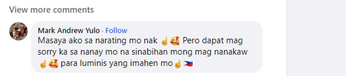 Mark Andrew Yulo, nagkomento sa post ni Caloy: "Dapat mag sorry ka sa nanay mo"