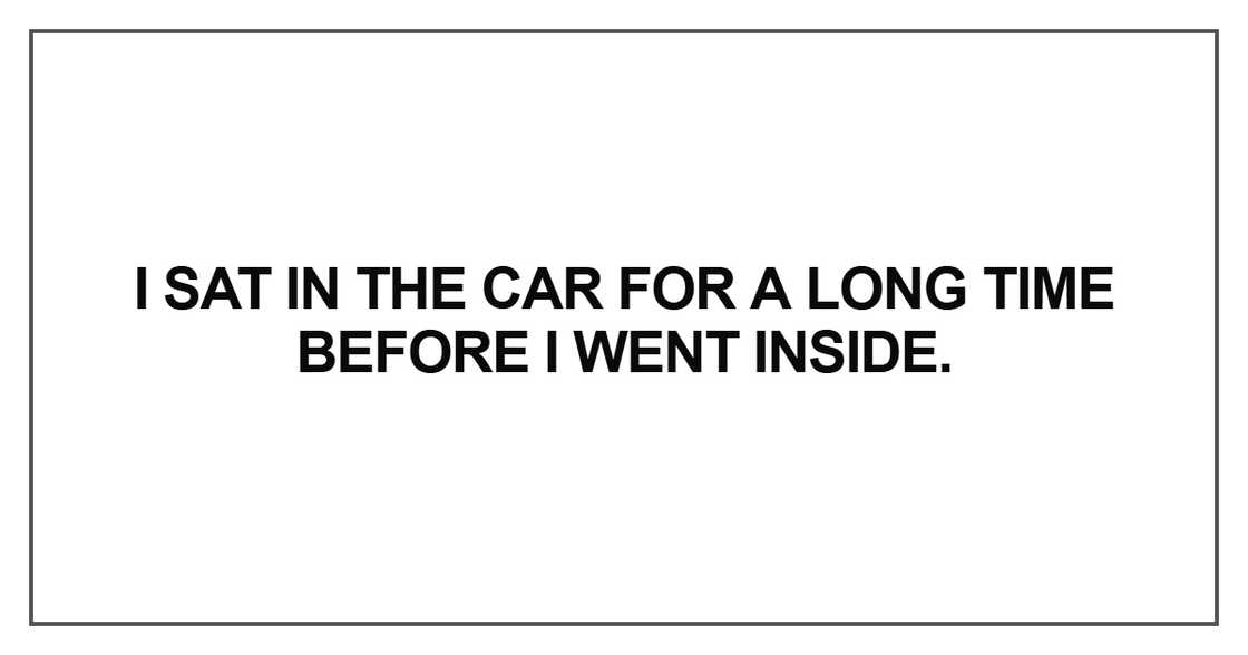 I sat in the car for a long time before I went inside I sat in the car for a long time before I went inside