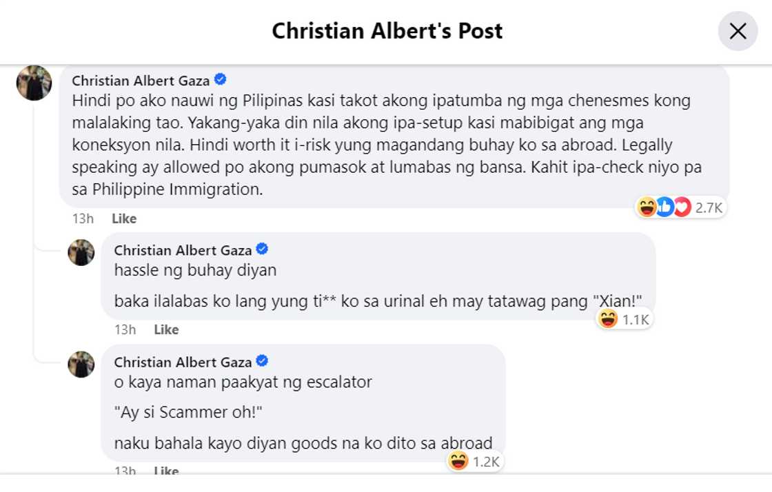 Xian Gaza, ibinunyag ang dahilan kung bakit hindi sya makauwi ng Pilipinas