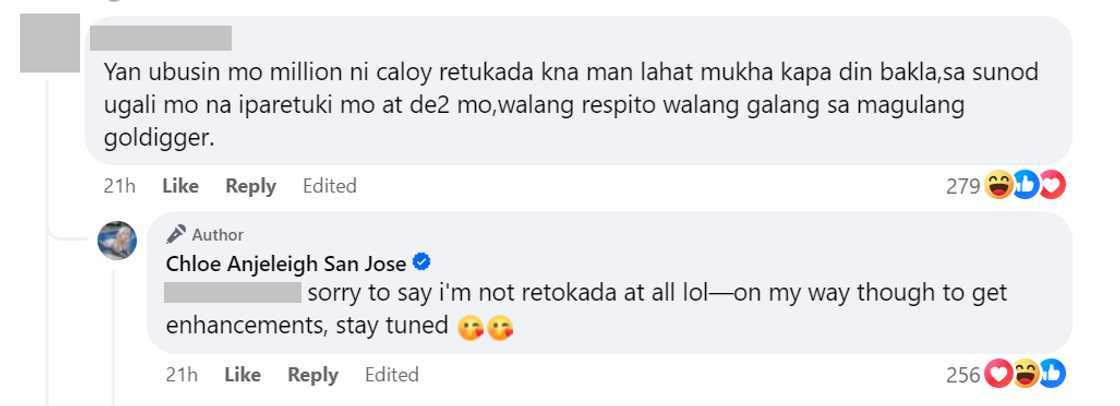 Chloe San Jose, sinagot ang bashers na nagsabing retokada siya