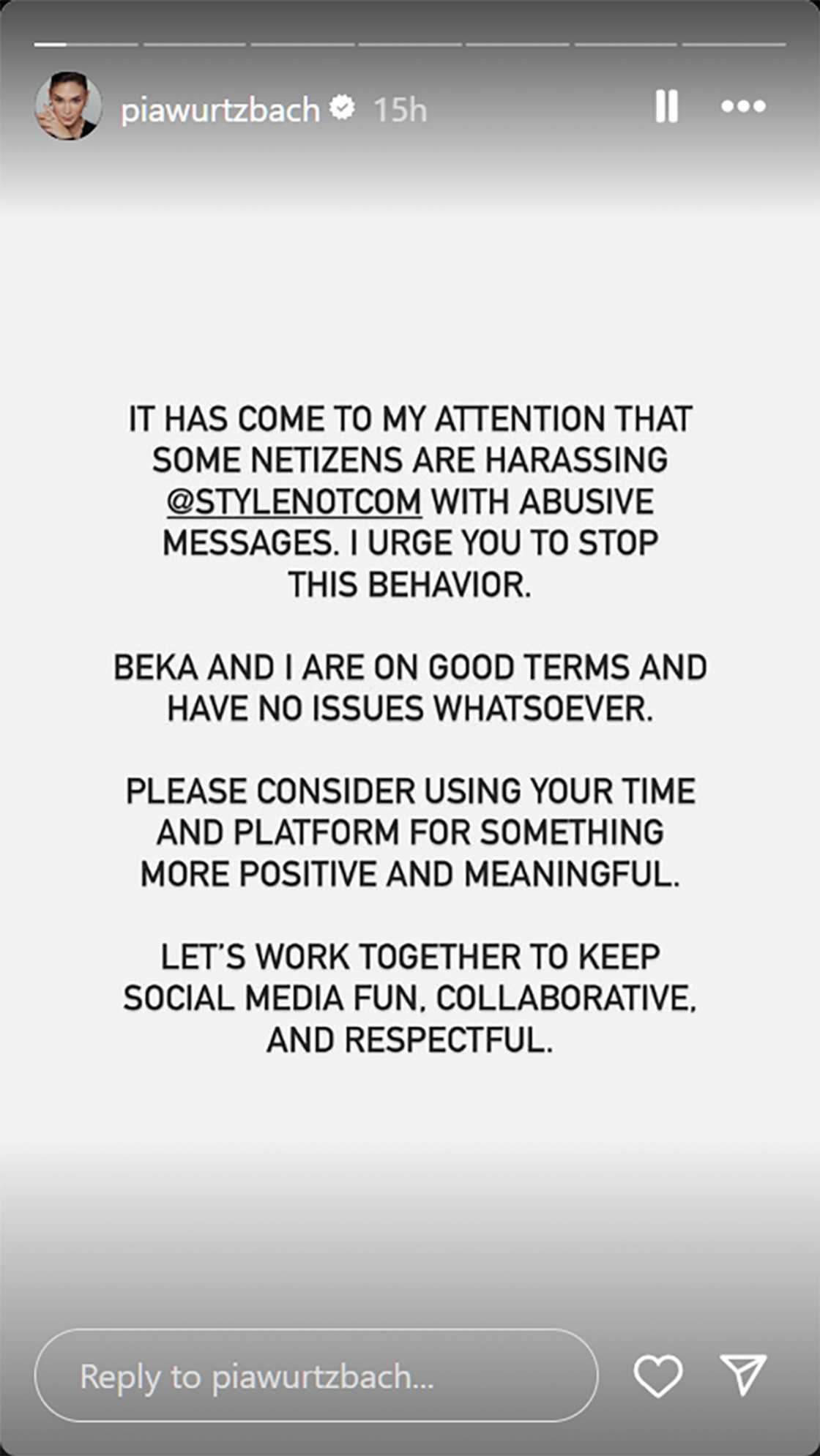 Pia Wurtzbach, may panawagan sa ilang netizens: “I urge you to stop this behavior” Pia Wurtzbach, may panawagan sa ilang netizens: “I urge you to stop this behavior”