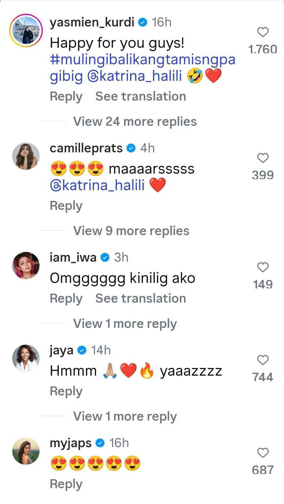 Celebrities, nag-react sa cryptic post ni Kris Lawrence kasama si Katrina Halili