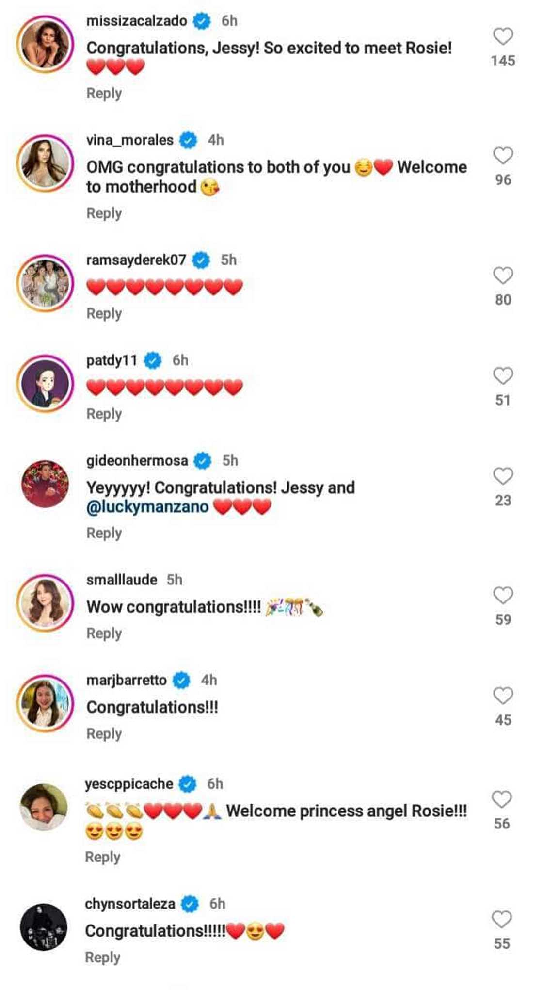 Celebrities congratulate Jessy Mendiola and Luis Manzano who welcome their first baby