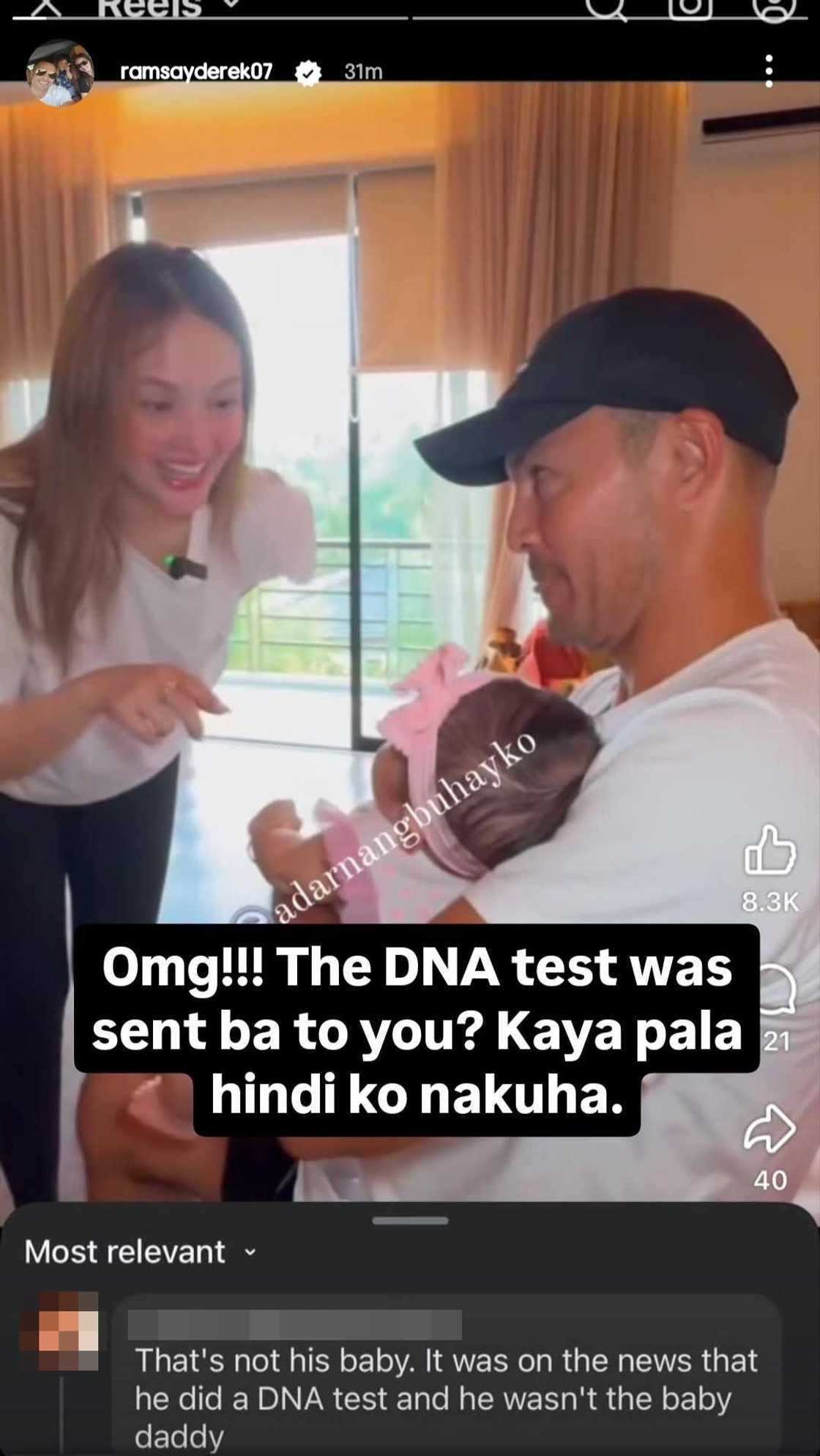 Derek Ramsay, binanatan ang nagsabing hindi niya baby si Liana: "OMG"