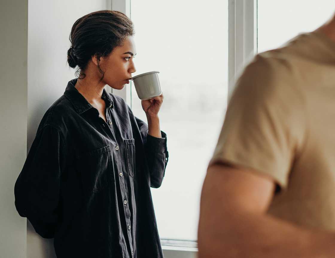 A woman drinking tea A woman drinking tea