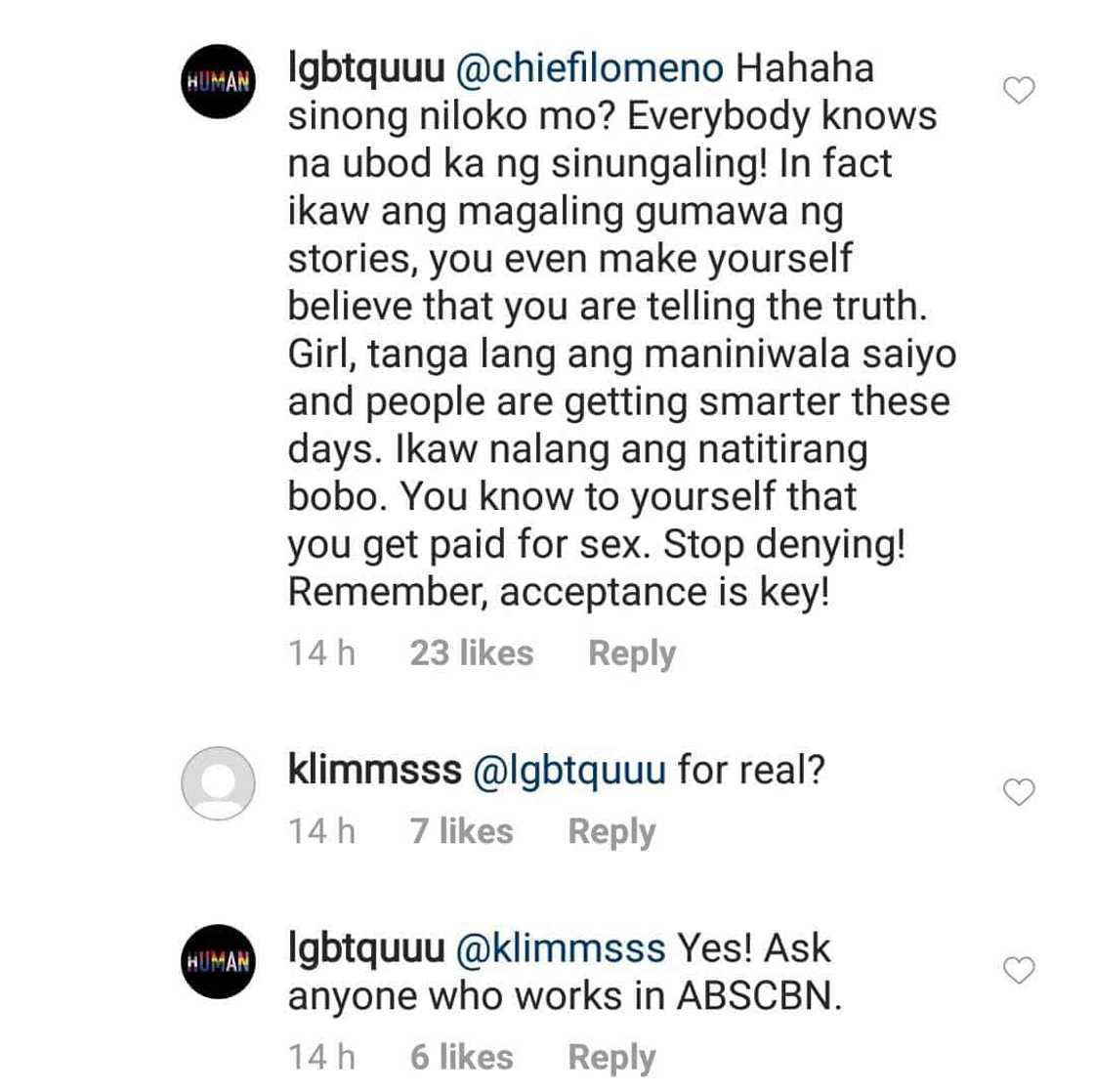 Chienna Filomeno slams basher accusing her of doing lewd acts in exchange of money Chienna Filomeno slams basher accusing her of doing lewd acts in exchange of money