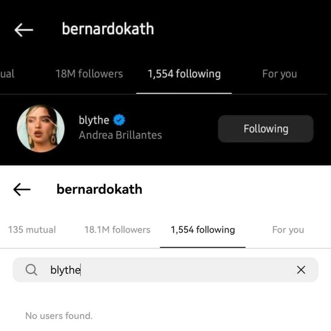 Kathryn Bernardo, naka-unfollow kay Andrea Brillantes sa Instagram