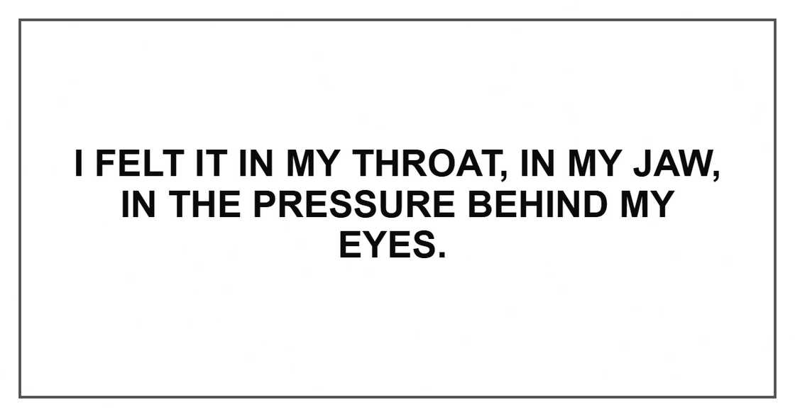 I felt it in my throat, in my jaw, in the pressure behind my eyes.