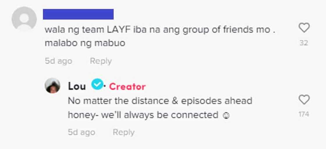 Lou Yanong, may sagot sa netizen na nagsabing malabo nang mabuo ang Team LAYF: "we’ll always be connected"