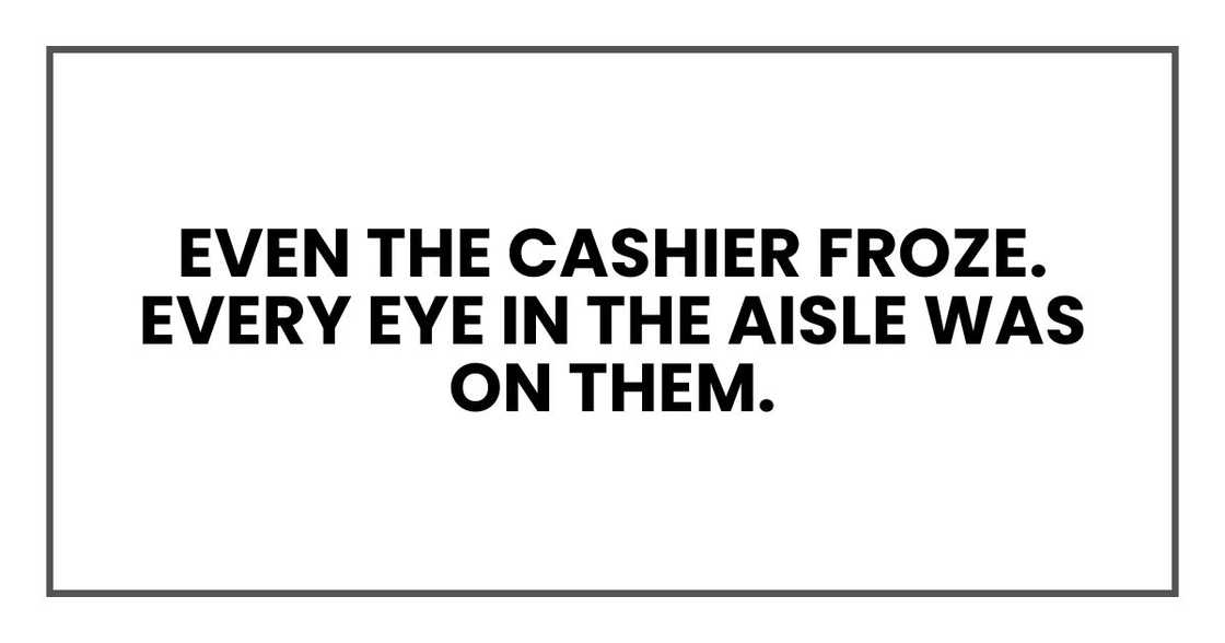 Even the cashier froze. Every eye in the aisle was on them.
