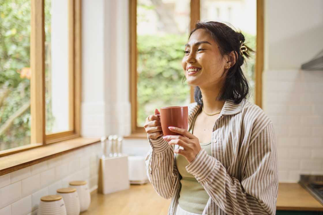 A woman looking out the window