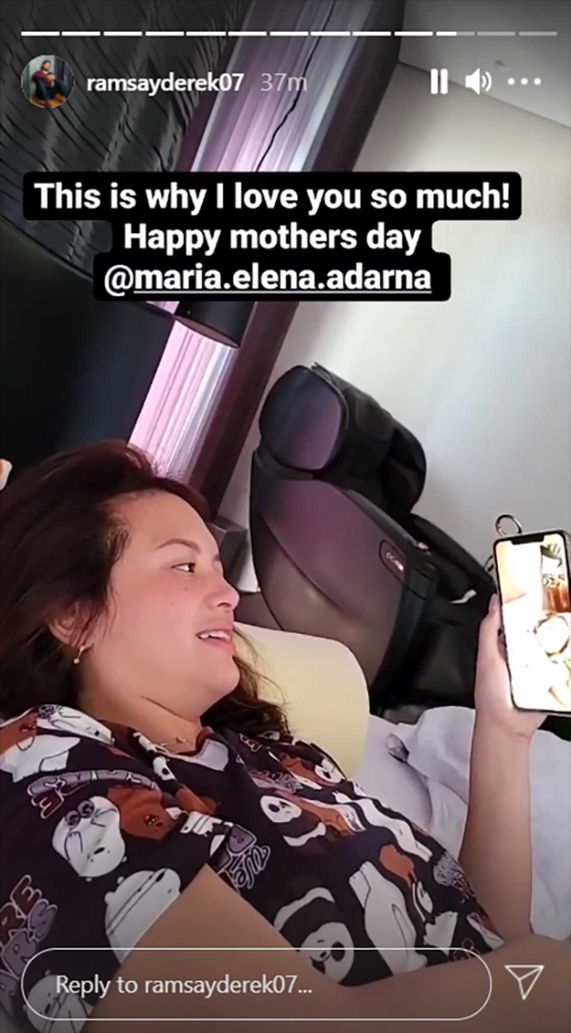 Derek Ramsay tells Ellen Adarna's son, Elias to greet his mom a Happy Mother's Day Derek Ramsay tells Ellen Adarna's son, Elias to greet his mom a Happy Mother's Day