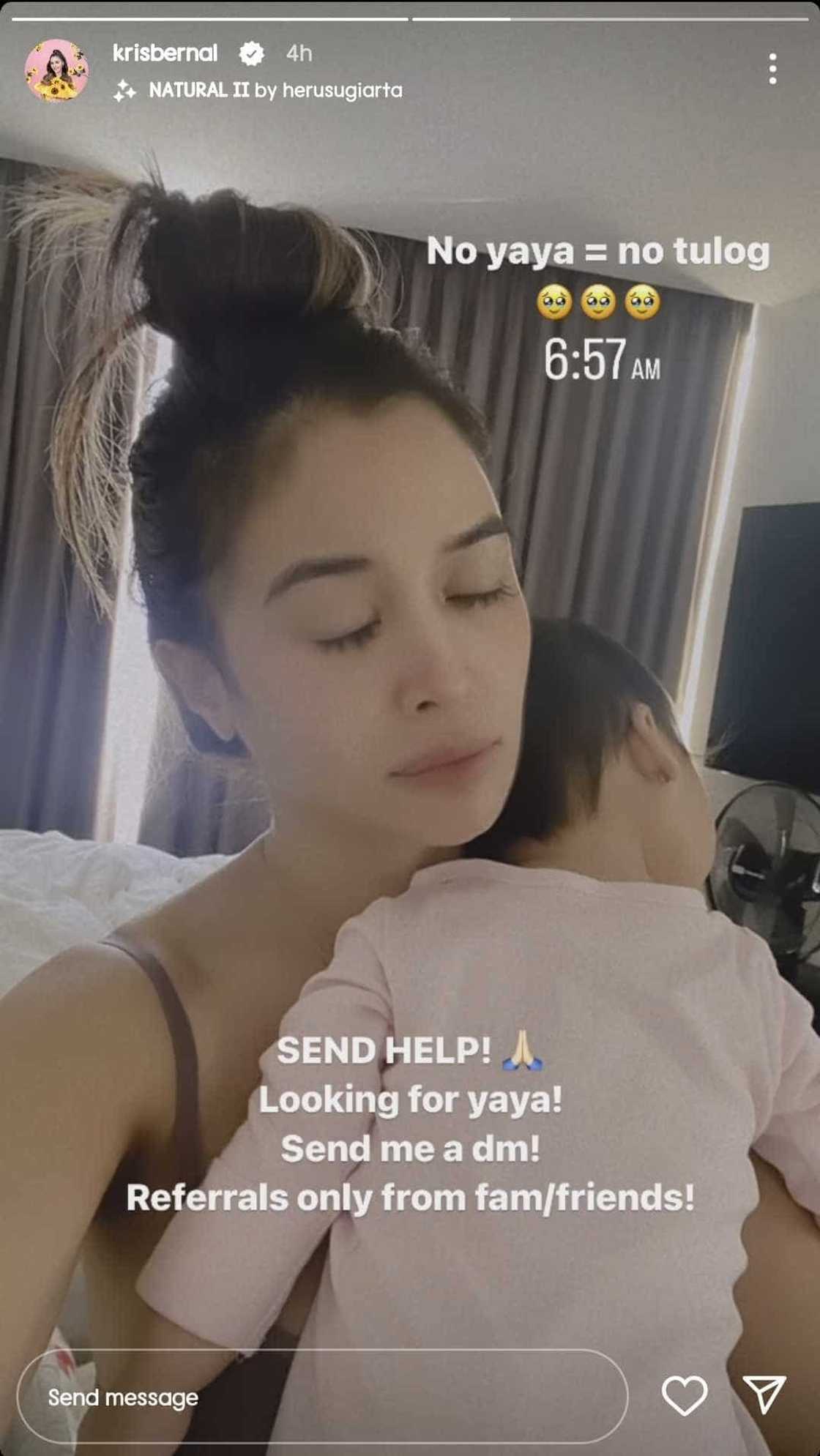 Kris Bernal, patuloy pa rin ang paghahanap ng yaya: "No yaya = no tulog" Kris Bernal, patuloy pa rin ang paghahanap ng yaya: "No yaya = no tulog"