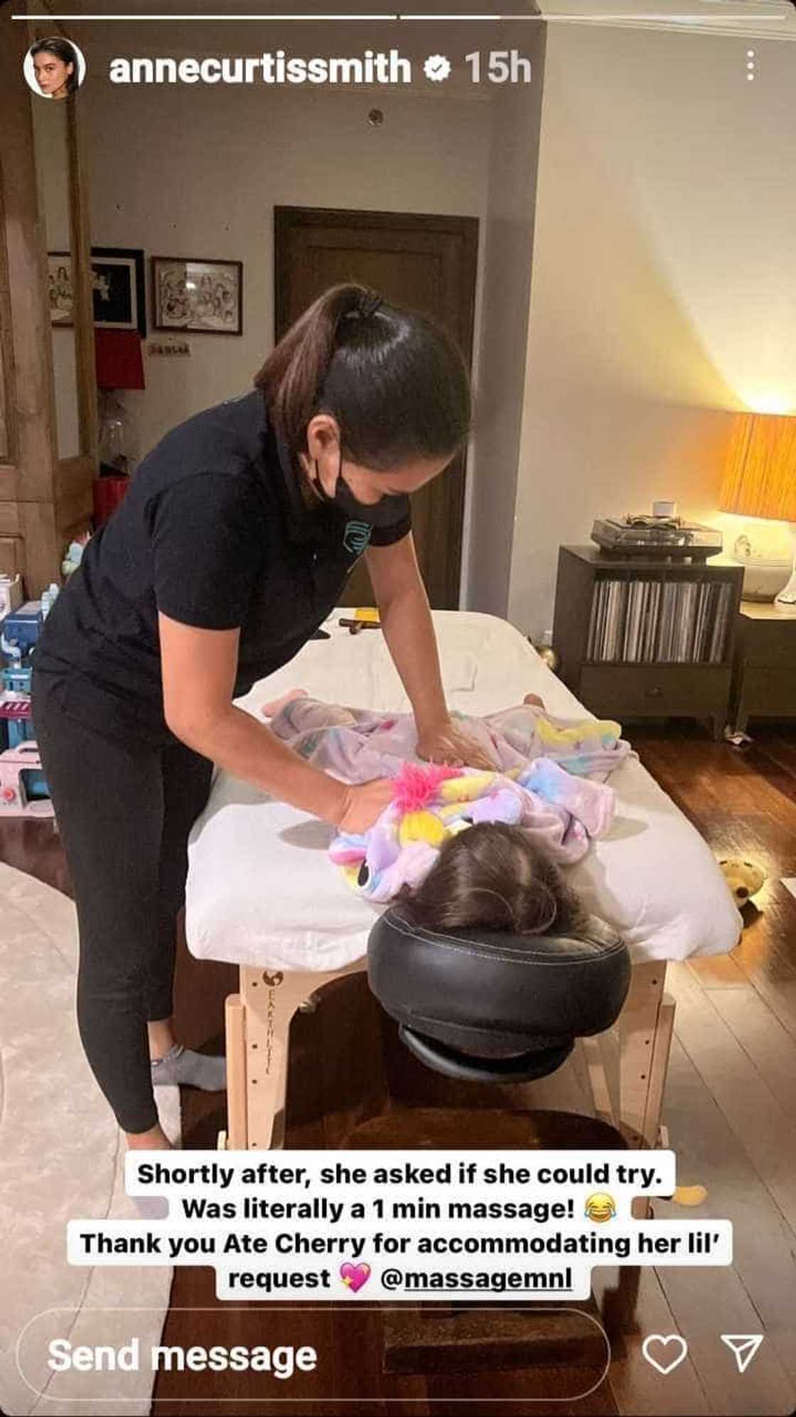 Anne Curtis posts about having “little chat” with Dahlia while getting much-needed massage Anne Curtis posts about having “little chat” with Dahlia while getting much-needed massage