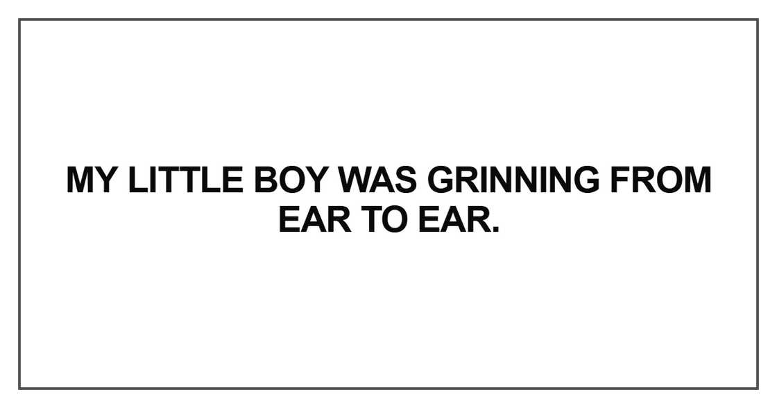 My little boy was grinning from ear My little boy was grinning from ear
