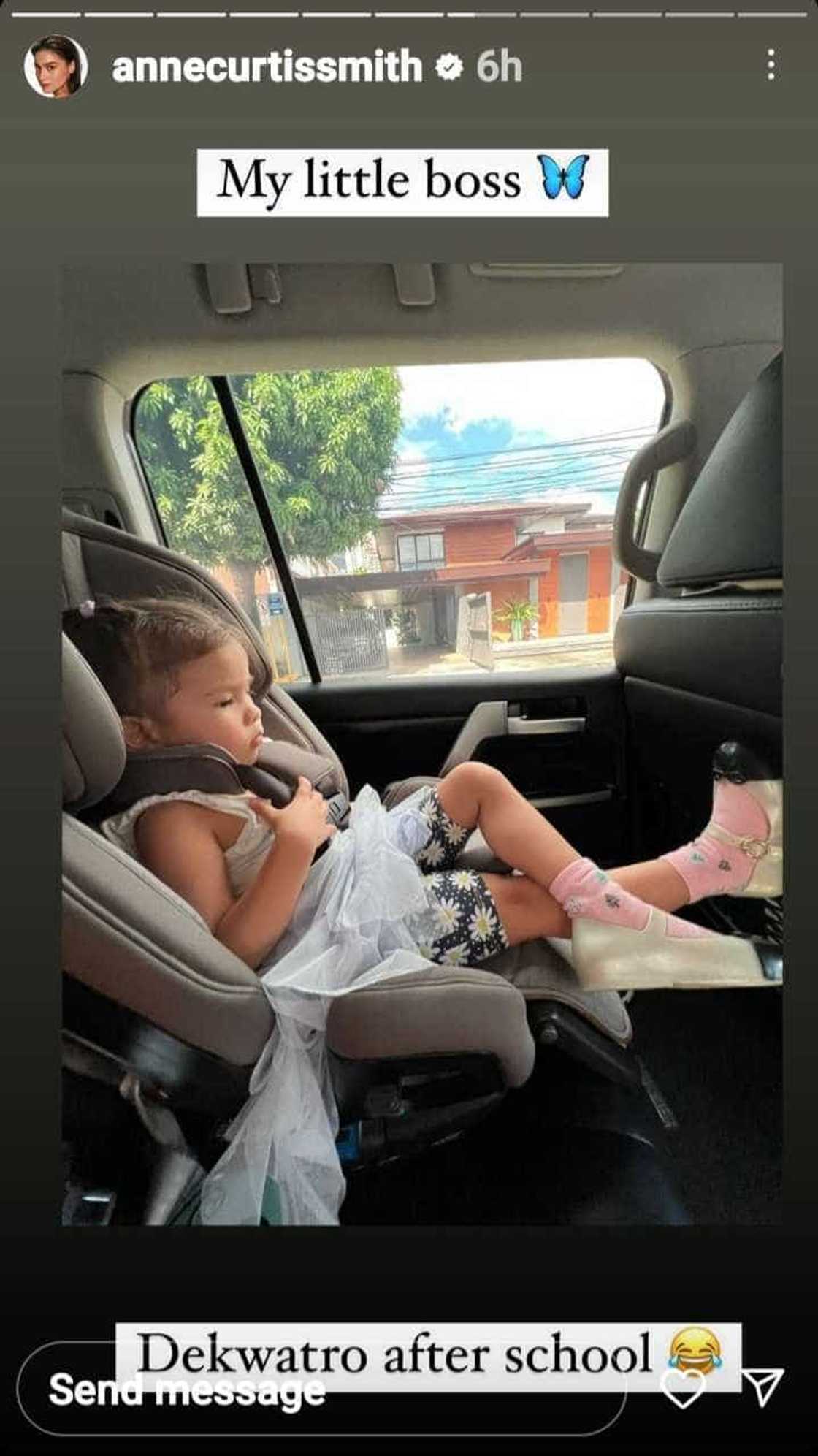 Snap of Baby Dahlia Heussaff doing cozy pose in the car goes viral Snap of Baby Dahlia Heussaff doing cozy pose in the car goes viral