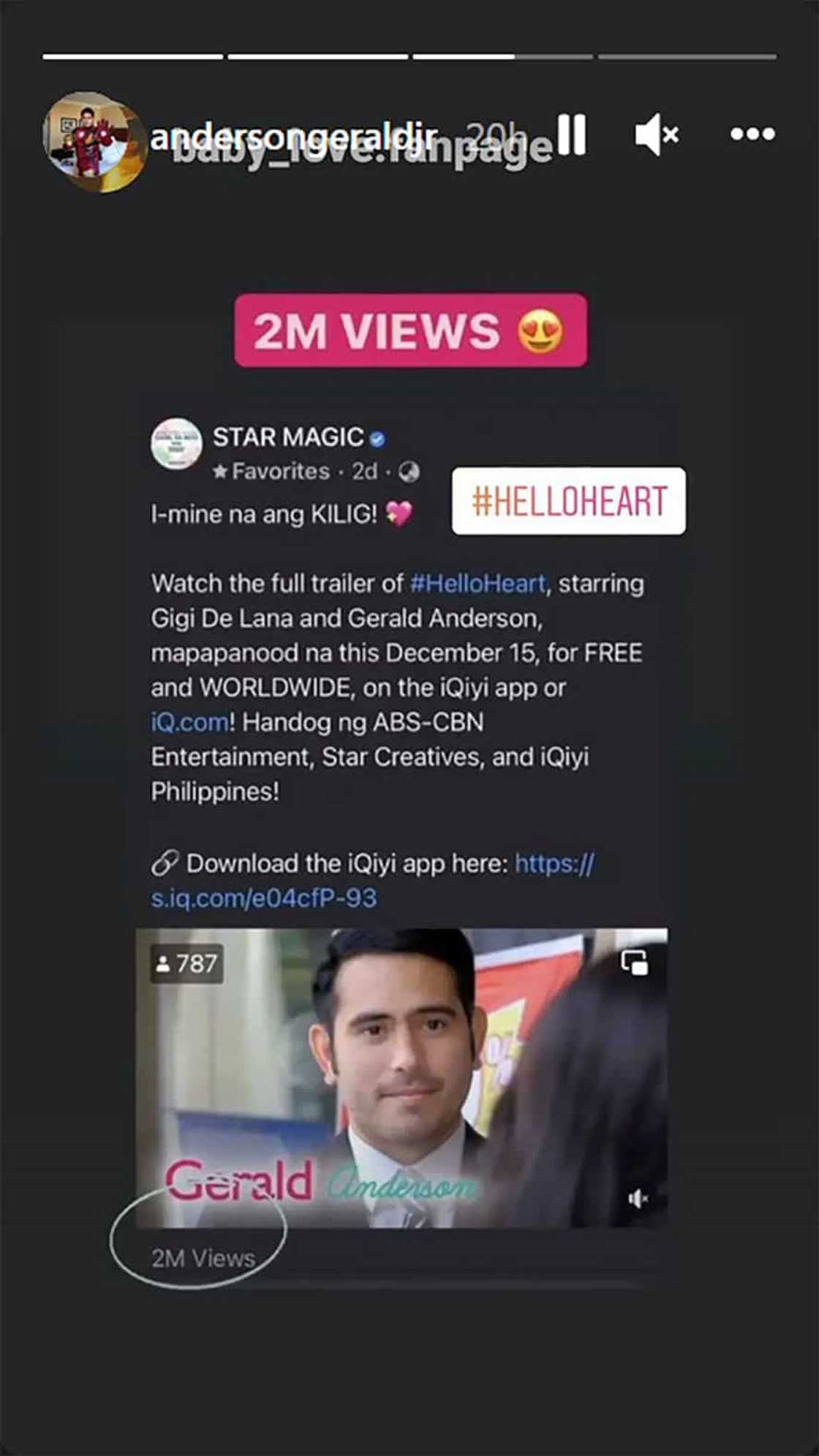 Gerald Anderson, ibinida ang 2M views sa trailer ng ‘Hello, Heart’ kung saan katambal niya si Gigi De Lana Gerald Anderson, ibinida ang 2M views sa trailer ng ‘Hello, Heart’ kung saan katambal niya si Gigi De Lana