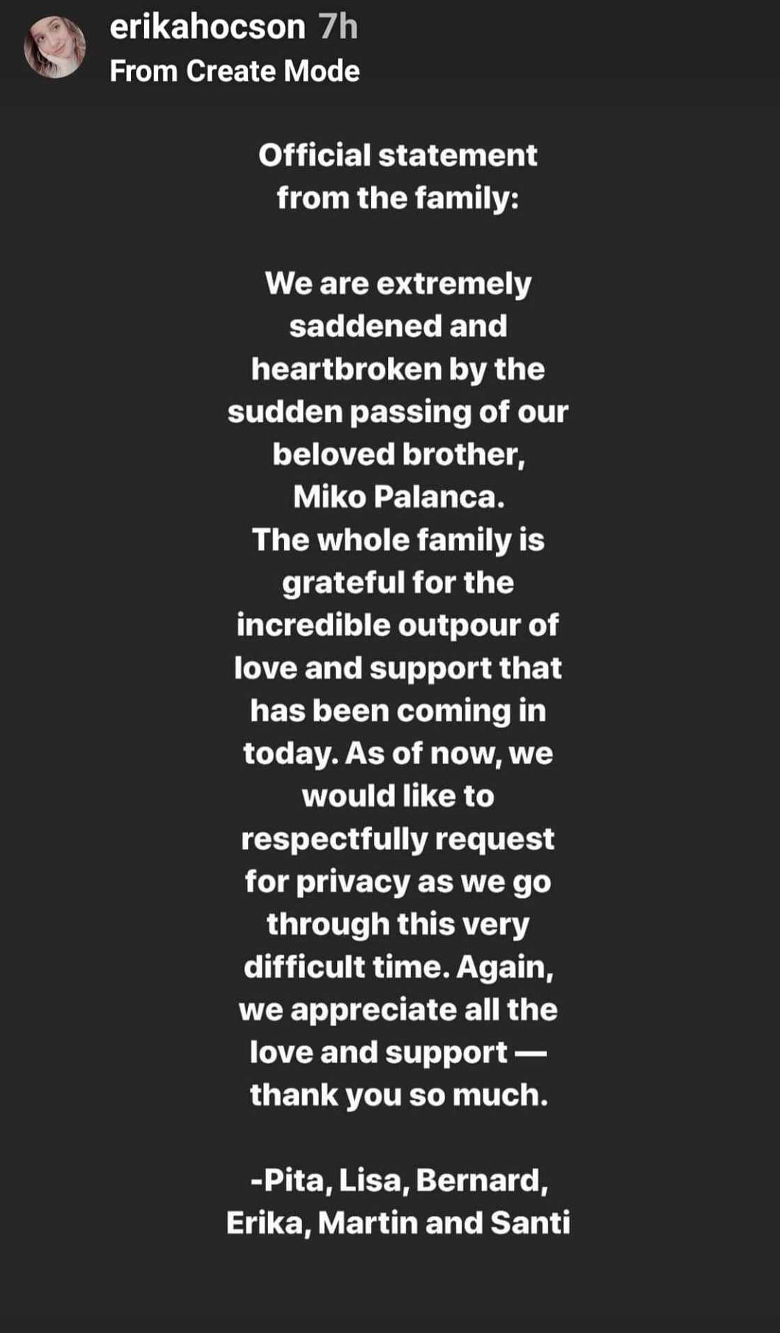 Mico Palanca's family releases official statement on his death Mico Palanca's family releases official statement on his death