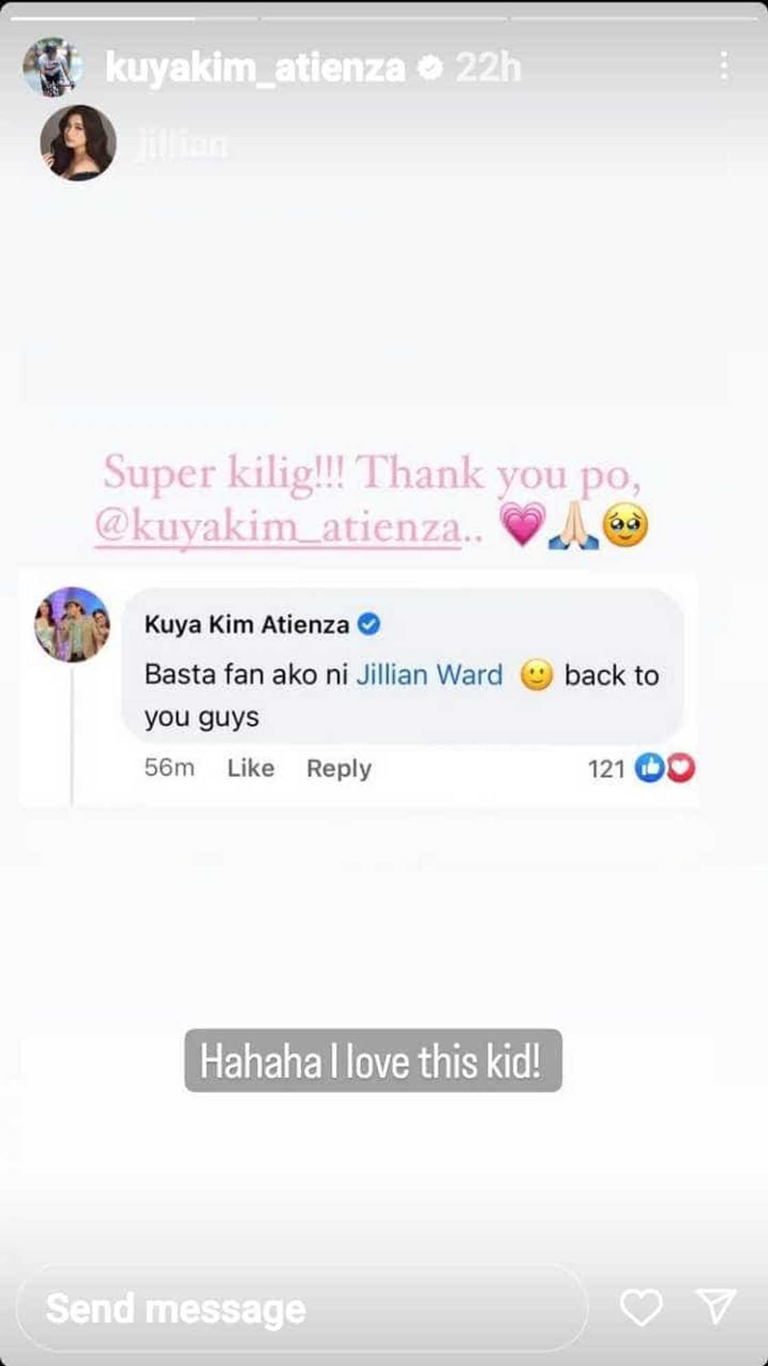 Jillian Ward, “super kilig” sa comment ni Kuya Kim Atienza na nagpapahayag ng suporta sa aktres