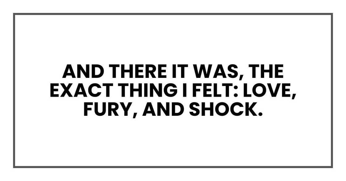 And there it was, the exact thing I felt: love, fury, and shock.