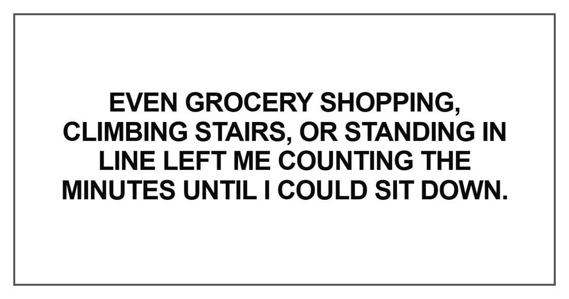 Even grocery shopping, climbing stairs Even grocery shopping, climbing stairs