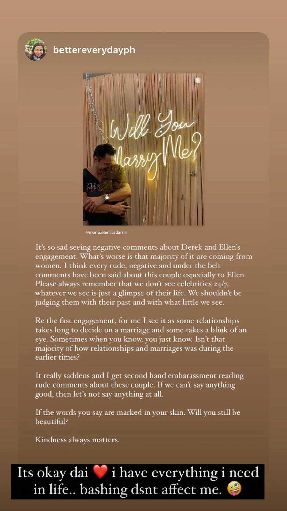 Ellen Adarna, matapang na binweltahan mga bashers ng engagement niya kay Derek Ramsay