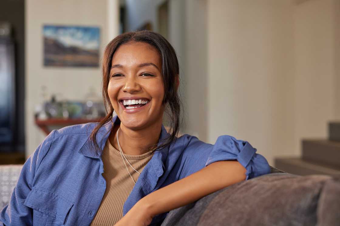 A woman laughing A woman laughing