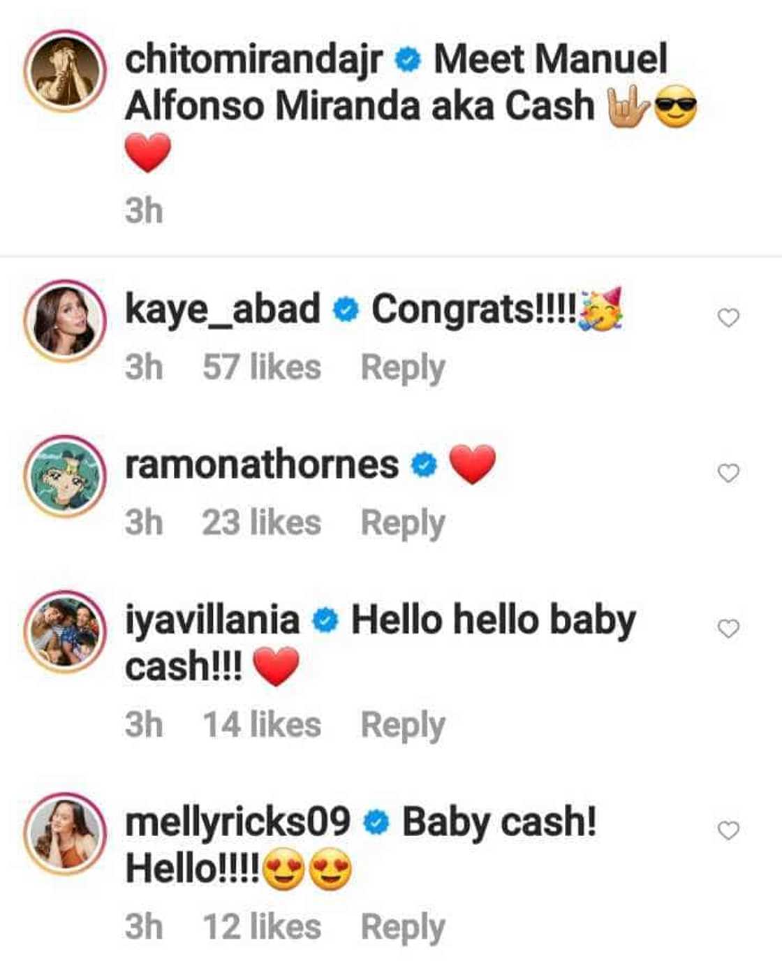 Kaye Abad, celebs congratulate Chito and Neri Miranda on their newborn baby Kaye Abad, celebs congratulate Chito and Neri Miranda on their newborn baby