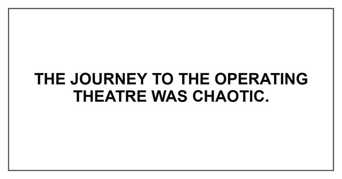 The journey to the operating theatre was chaotic. The journey to the operating theatre was chaotic.