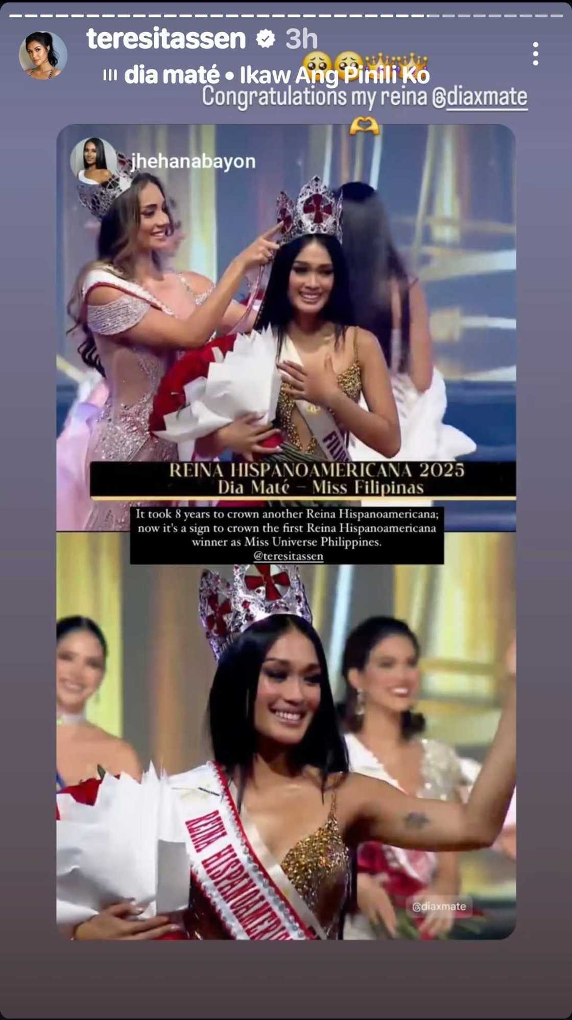 Winwyn Marquez, nag-react sa pagkakapanalo ni Dia Mate bilang Reina Hispanoamericana 2025 Winwyn Marquez, nag-react sa pagkakapanalo ni Dia Mate bilang Reina Hispanoamericana 2025