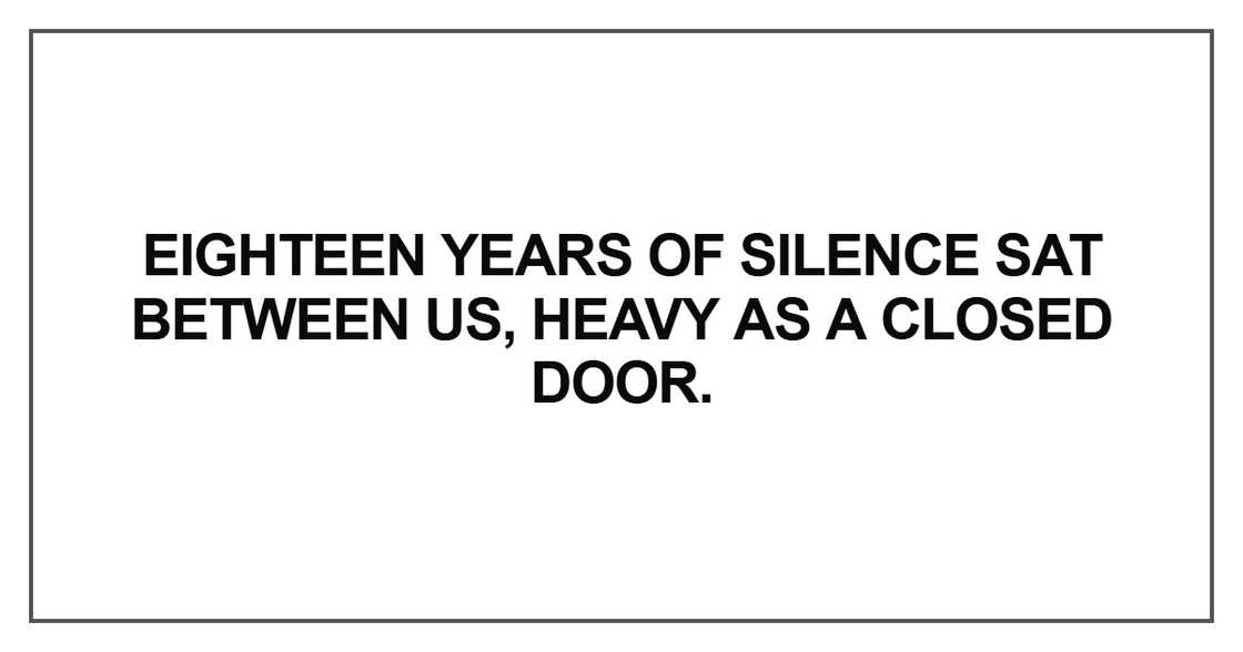 Eighteen years of silence sat between us Eighteen years of silence sat between us