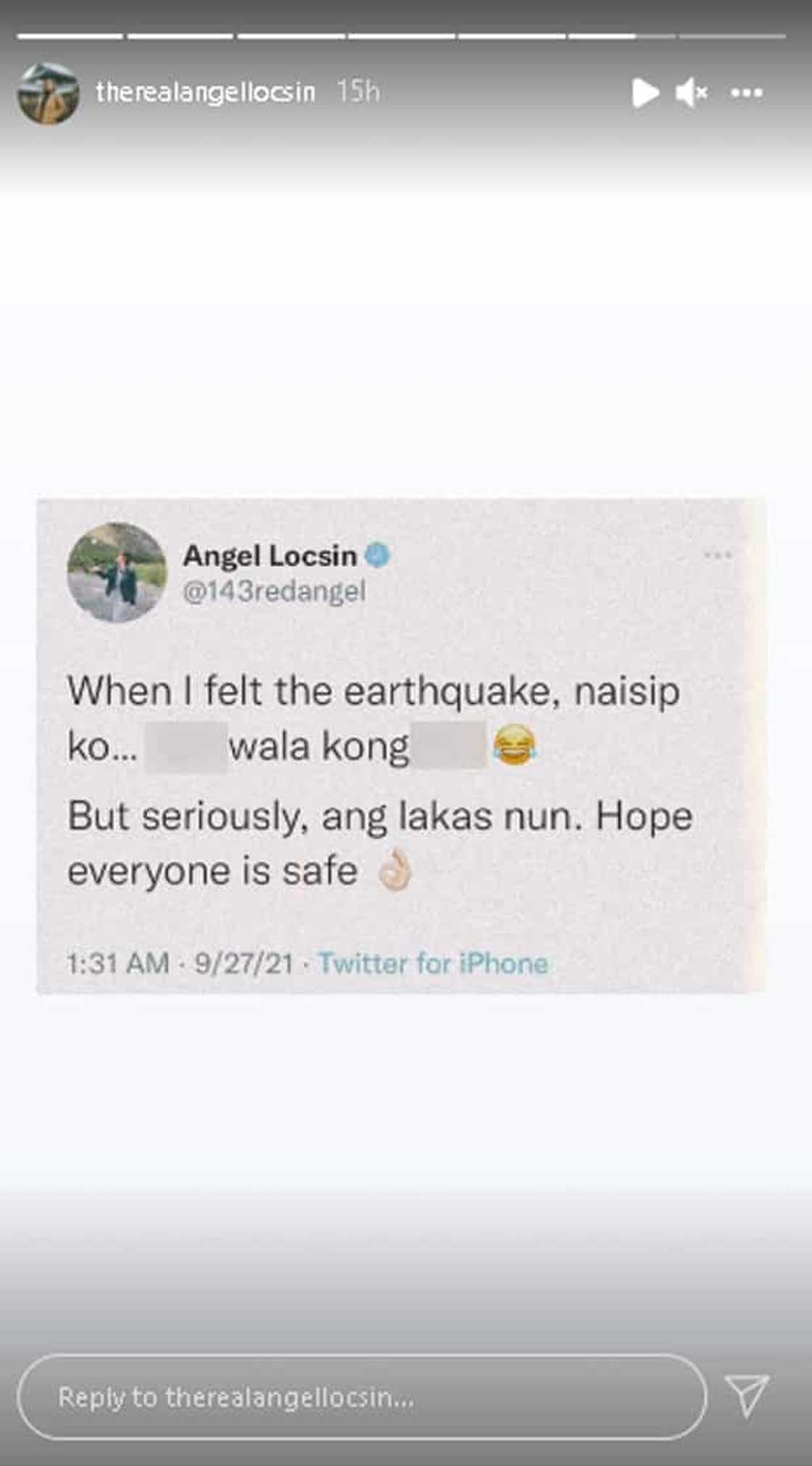 Post ni Angel Locsin tungkol sa una niyang naisip nung lumindol ng madaling araw, viral Post ni Angel Locsin tungkol sa una niyang naisip nung lumindol ng madaling araw, viral