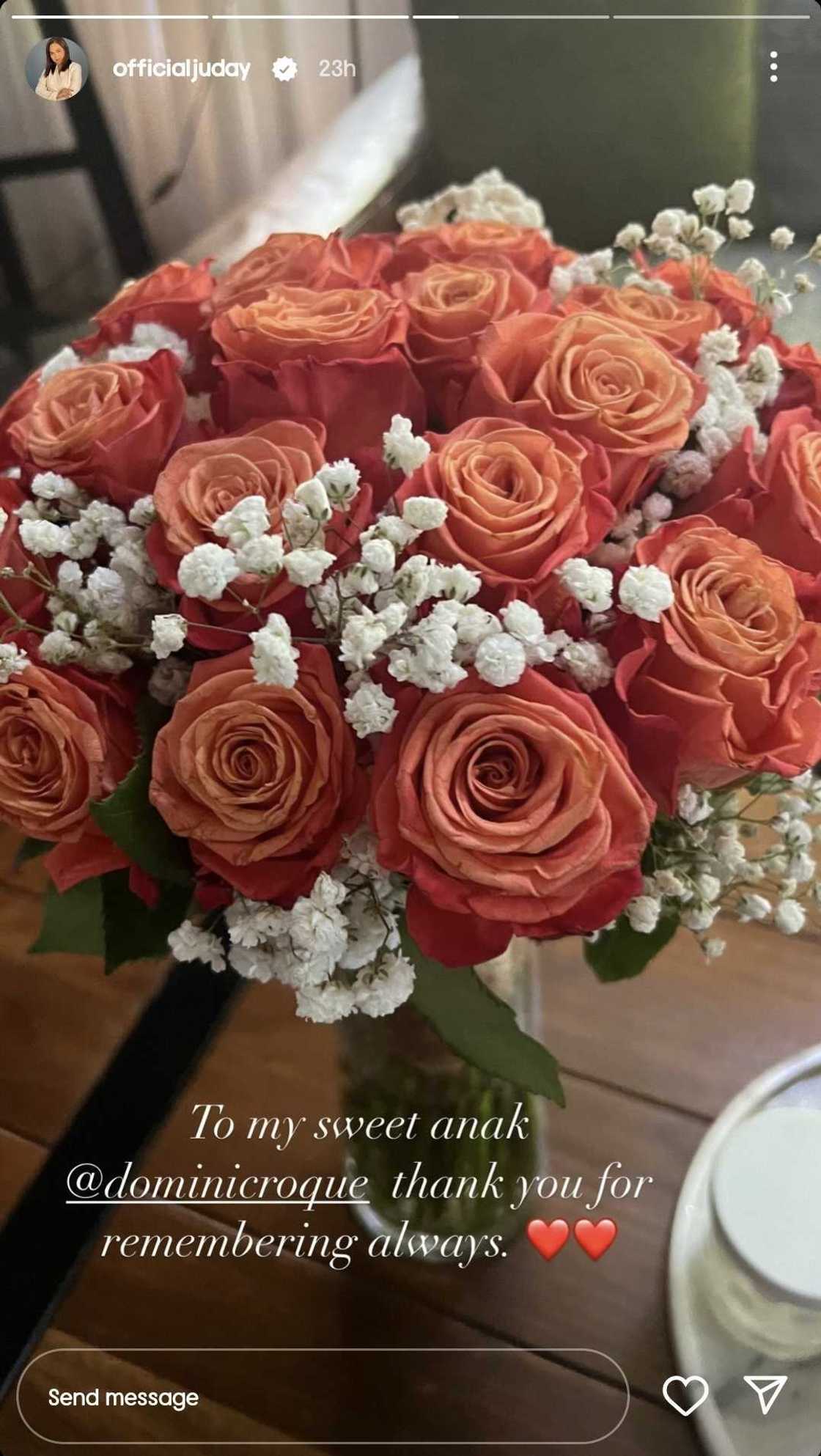 Judy Ann Santos, nakatanggap ng flowers mula kay Dominic Roque: "My sweet anak" Judy Ann Santos, nakatanggap ng flowers mula kay Dominic Roque: "My sweet anak"